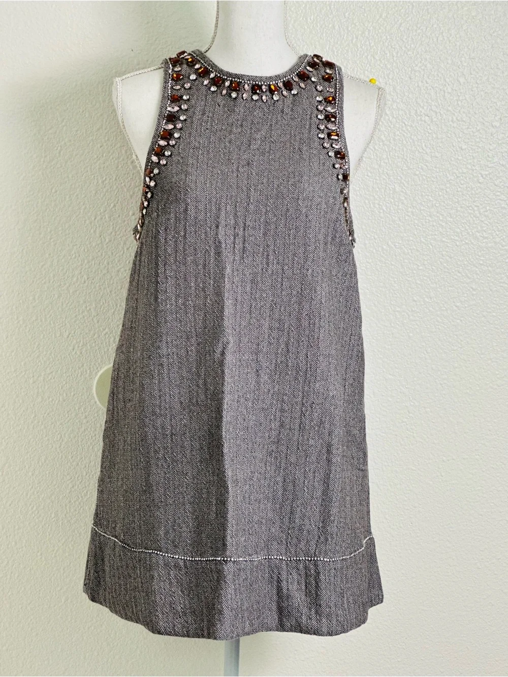 Free People Gray Bedazzled You’re A Gem Mini Dress Size Medium